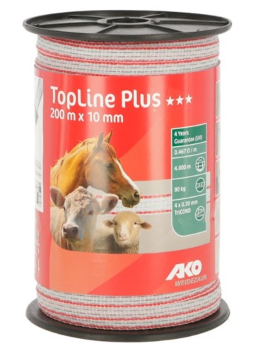 Tape TopLine Plus White/red 10mm/200m AKO