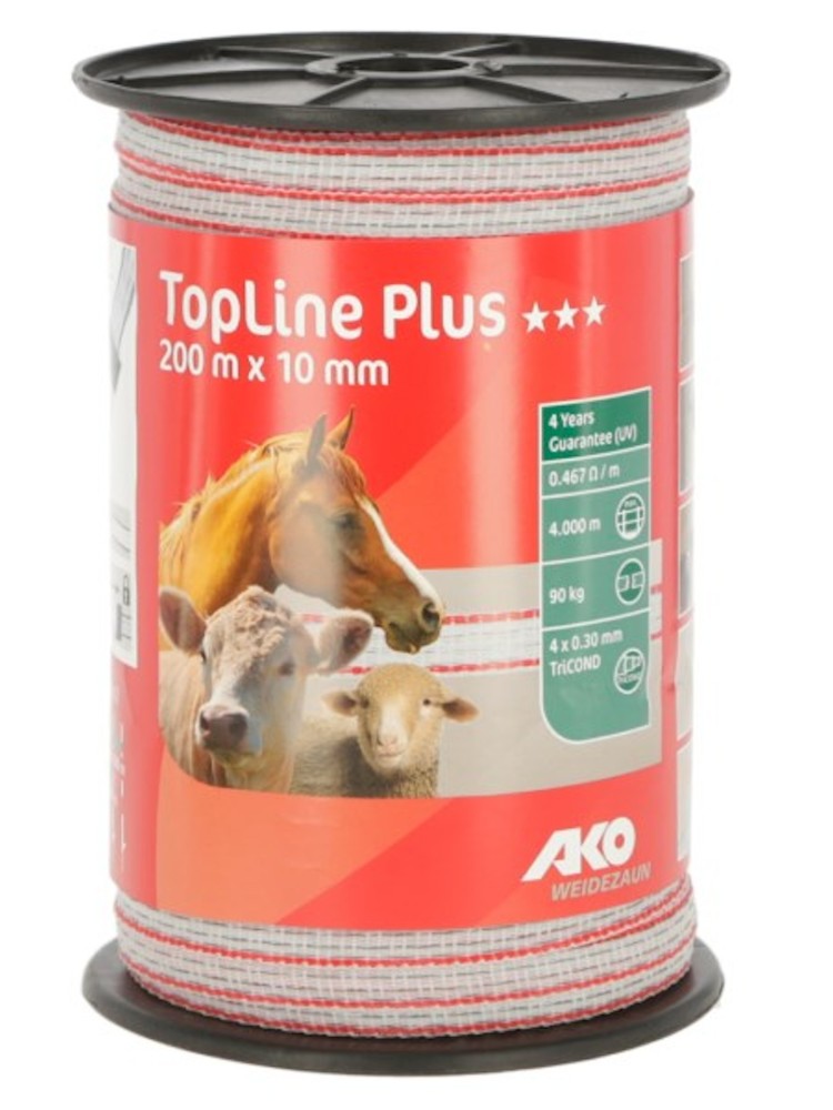 Tape TopLine Plus White/red 10mm/200m AKO