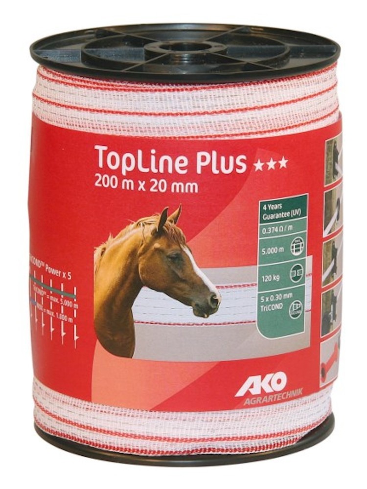 Tape TopLine Plus White/red 20mm/200m AKO