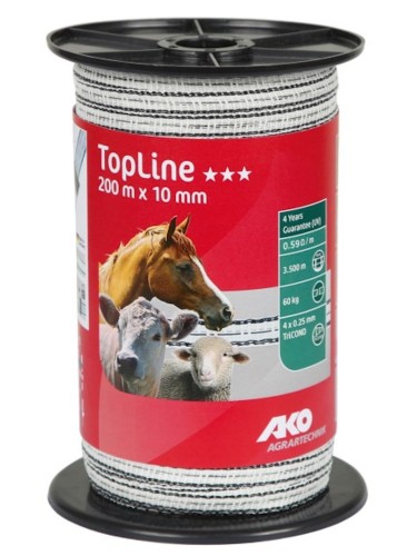 Tape TopLine white/black 10mm/200m AKO