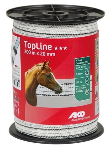 Tape TopLine white/black 20mm/200m AKO