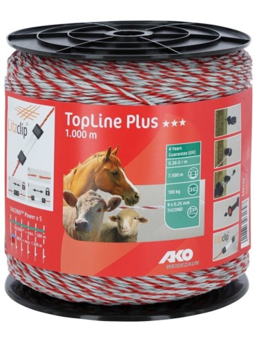 Poly Wire TopLine Plus White/red 1000m AKO