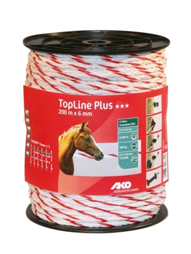 Rope TopLine Plus White/red 6mm/200m AKO