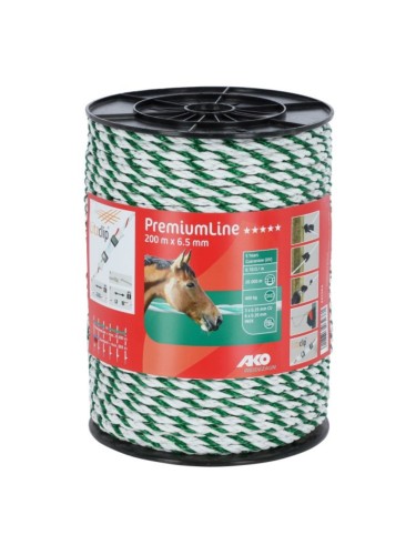 Rope PremiumLine White/green Ø6.5mm/200m AKO